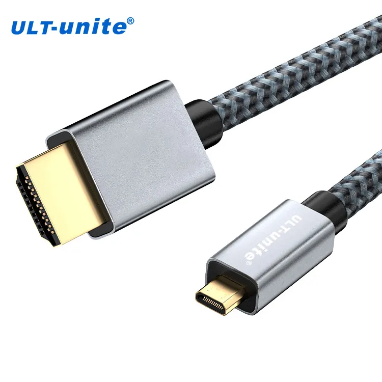 ULT-unite كابل نحاسي نحاسي مجدول عالي الجودة 4K UHD 60 هرتز دقيق السمك كابل مايكرو HDMI إلى HDMI