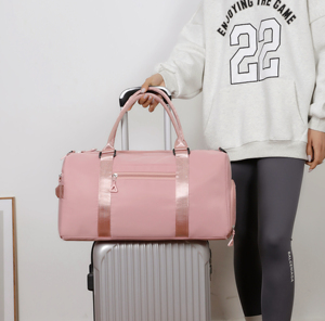 New Designer Larger Capacity Sports Gym <b>Bag</b> Polyester Luggage Travel <b>Bag</b> Waterproof Training Pink Duffle <b>Bag</b> for Women 10Colors - Product Image 3