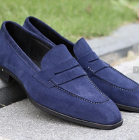 Chaussures mocassins classiques pour hommes en daim/nubuck, imperméables, respirantes, avec fermeture à enfiler, doublure en cuir véritable, pour les occasions de fête et le bureau