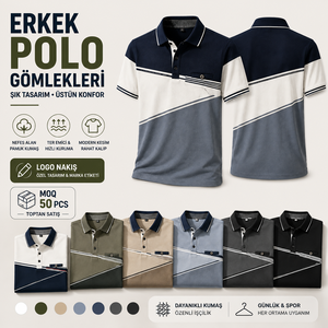 Playeras Polo de Hombre al por Mayor, de Algodón, con Bloques de Color, Bolsillo en el Pecho, Manga Corta, Personalizadas para Golf - Product Image 2