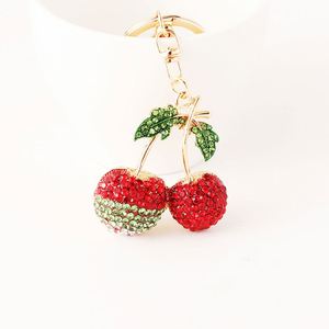 Wholesale Crystal Fruit Cherry Blossom Charm <b>Key</b> <b>Chain</b> Holder Custom Bling Rhinestone Cherry Keychain for Bag Accessories - Product Image 6