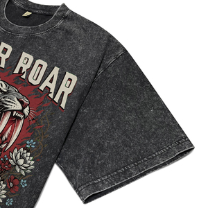 New Wholesale 100% Cotton O-Neck Breathable T-Shirts <b>Men's</b> Oversized Acid Wash Garment Dye Casual Tees with Custom Pattern Print - Product Image 5