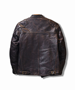New Fashion Distressed Vintage <strong>Leather</strong> <strong>Jacket</strong> Men - Genuine <strong>Lambskin</strong> Mens <strong>Leather</strong> <strong>Jacket</strong> Brown With Top Quality Material - Product Image 4