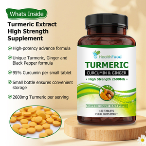 Comprimés de Curcuma et de Gingembre de Haute Qualité avec Racine de Curcuma et Poivre Noir pour une Absorption Améliorée, Comprimés à Haute Concentration - Product Image 3