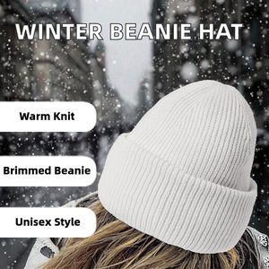 Men's Winter Beanie <b>Hat</b> with Brim Warm Double Knit Cuff Travel Common Fabric Adults - Product Image 2