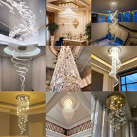 Lustre cascade long en or sur mesure pour grand hôtel, grand lustre d'escalier LED suspendu, moderne, en cristal, inspecté QC