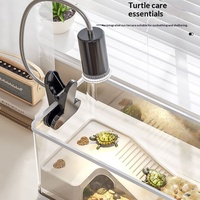 Plateforme de bain de soleil pour reptiles et tortues avec grotte et rampe, décor de cachette et de plateforme d'escalade pour tortues, accessoires de terrarium et d'aquarium