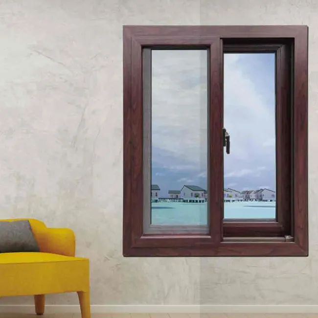Fenêtre coulissante de profil de pvc de couleur de grain de bois de série de 88 pour la maison