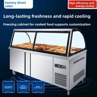 Vitrine chauffante pour aliments chauds en acier inoxydable avec verre incurvé pour supermarché et restaurant