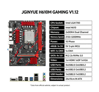 Carte mère JGINYUE H610M GAMING LGA1700 Intel H610 DDR4 3200MHz 10 Phases d'alimentation 2x M.2 NVMe ARGB WiFi CNVI M-ATX pour PC de bureau