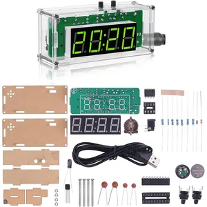 Multifunction 4-Digit Digital <b>DIY</b> Clock <b>Kits</b> with Acrylic Shell, <b>DIY</b> Alarm Clock Soldering Practice <b>Kit</b> for Learning Electronics - Product Image 4