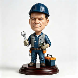 <span class=keywords><strong>Figurine</strong></span> bobblehead personnalisée en résine, peinte à la main, réaliste, représentant un inspecteur de sécurité ou un superviseur de chantier, avec gilet, lampe torche et porte-documents - Product Image 3