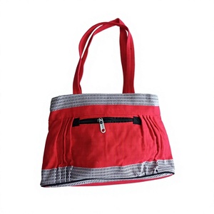 Cheap Two-<b>Zip</b> Striped Jacquard Shoulder Bag Women's Handbag Cotton Fabric Messenger Purse Ethnic Bohemian Style for Daily Use - Product Image 6