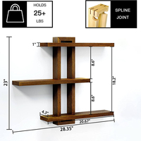 Étagère murale flottante à 3 niveaux en bambou naturel sur mesure, ajustable, pour salon