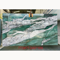 Dalle de quartzite vert Cristallo Botanico du Brésil durable, rétroéclairée, avec cristal de fuchsite, pour revêtement mural décoratif et comptoir de réception