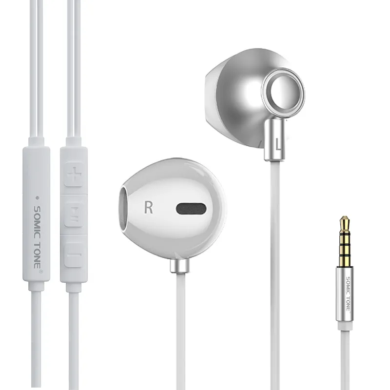 Custom Design 3.5ミリメートルでEar Headphones Stereo Bass Headset Metal Wired EarphoneとMic Volume Control HiFi Headphones