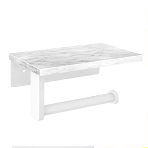 Porte-papier toilette et porte-serviettes mural en alliage de zinc, design moderne, longueur 35 cm, rangement pour salle de bain à domicile - Product Image 5