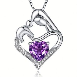 Collar Gargantilla de Plata con Corazón de Circonita, Joyería Impermeable Madre e Hijo, Venta al por Mayor de Fábrica, Bajo MOQ, Chapado en Rodio/Oro Personalizado para Fiestas - Product Image 1