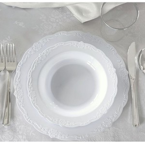 Assiettes de présentation rondes en plastique blanc élégantes pour mariage, événementiel et fête - Grande Vente - Product Image 2