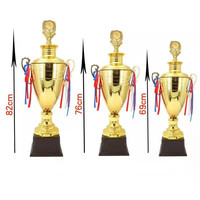 Trophées et récompenses sportifs et bouddhistes en métal sur mesure en stock pour les événements de football, de basketball et de musculation - Poli