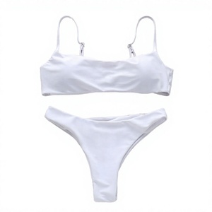 Traje de Baño Bikini de Dos Piezas para Mujer 2024, Estampado Explosivo, Bandeau, Color Sólido, Spandex/Nylon, Tallas Grandes, Resistente al Viento y Transpirable - Product Image 2