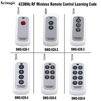 Control Remoto RF 433MHz EV1527 con Código de Aprendizaje, 1/2/3/4/6/8 Botones, Universal para Puertas de Garaje, Portones y Sistemas de Alarma