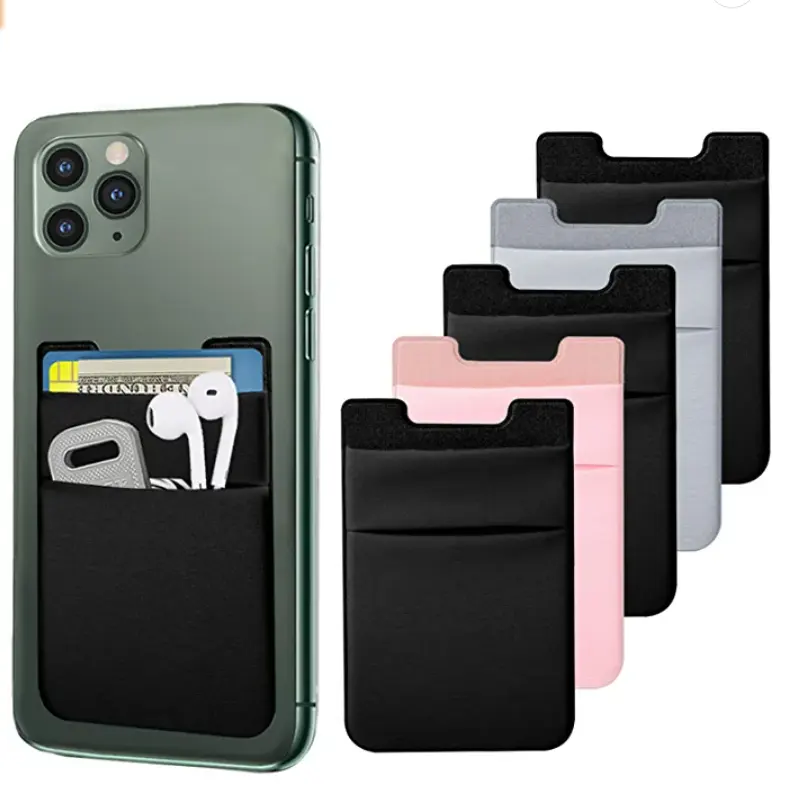 Detachable Adhesive Sticker Phone Pocket Case Cell Phone Stick on Card Wallet Stretchy Credit Cards Holder Pouch Sleeve Opp Bag