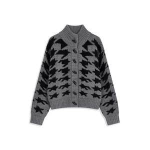 2025 autunno inverno nuovo <span class=keywords><strong>Cardigan</strong></span> in maglia spessa arancione con motivo a <span class=keywords><strong>poule</strong></span> Casual a maniche lunghe stile retrò ampio da donna - Product Image 5