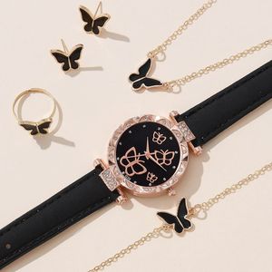 Reloj <span class=keywords><strong>de</strong></span> mujer Simple ocio estrella y luna con <span class=keywords><strong>calendario</strong></span> moda reloj <span class=keywords><strong>de</strong></span> cuarzo pulsera combinación mariposa YuSa160 - Product Image 6