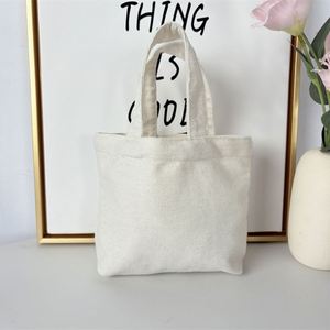 Solid Color Letter Canvas Medium <b>Stitched</b> Foldable Lunch Bag Portable <b>Handbag</b> No Lining Activity Gift DIY Painting Long Handle - Product Image 4