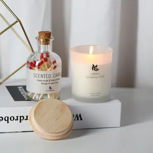 Luxury Handmade Glass Cups Candle Jars With Wooden Lid Wedding Gifts Soy Wax Scented Candles