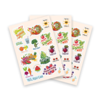 Cartoon Fruit Groente Gezonde Motiverende Sticker Sheet Die-Cut Decal Sap Drankje Schattig Waterdicht A5 Kiss Cut Stickers