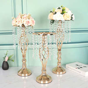 Soporte de flores para decoración de bodas, soporte de flores de hierro forjado con cristales, decoración para centros de mesa, suministros de decoración para fiestas - Product Image 4