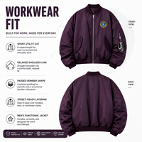 Veste universitaire unisexe Paris Brand B, collection automne 2026, brodée, en fourrure de lapin, col montant décontracté, extérieur en nylon, fermeture éclair frontale