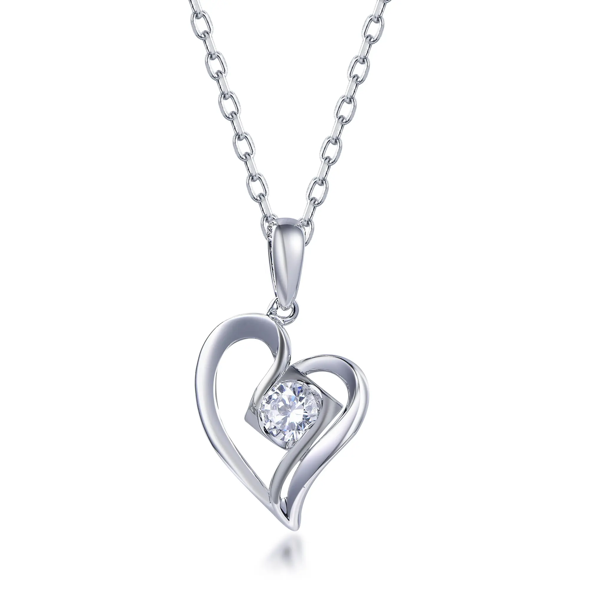 lady necklace pendant 925 sterling silver heart shaped necklace accessory Crystal heart pendant necklace