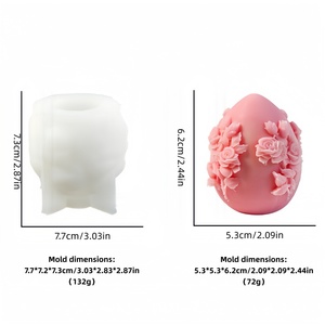 แม่พิมพ์ซิลิโคนรูปไข่อีสเตอร์ลายดอกไม้หลากสีสำหรับทำของตกแต่งเรซิ่นยิปซั่ม DIY และทำสบู่ - Product Image 5