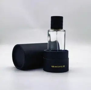 30ml 50ml 100ml Kraft cardboard Black color perfume glass bottle Paper tube box packaging