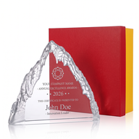 Trophée en cristal haut de gamme en forme de sommet de montagne, 3 tailles disponibles, grande surface de gravure, récompense pour les réalisations professionnelles