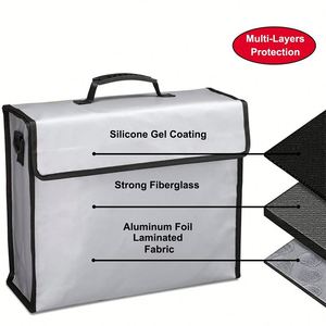 CUSTOM 100% <b>Fireproof</b> Fiberglass <b>Box</b> File New Money Safe <b>Document</b> Storage Bag with Zipper Closure - Product Image 5