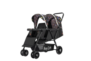 Passeggino Doppio Portatile con Logo Personalizzato, Seduta Gemellare Pieghevole, Materiali in Lino Oxford, Telaio in Acciaio Inossidabile di Lusso, 0-3 Anni - Product Image 3