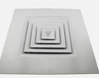 Grand diffuseur d'air carré en aluminium à 4 voies avec design moderne pour la ventilation des sous-sols, installation au plafond réglable