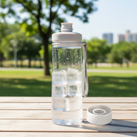 Bouteilles d'eau en plastique sans BPA de 400, 500, 600, 800 ml avec logo personnalisé, faciles à transporter avec poignée et paille, idéales pour la rentrée scolaire, le sport et la gym