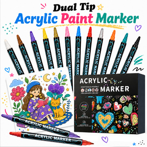 Pennarelli Acrilici a Doppia Punta per Vendita all'Ingrosso, Punta Fine e a Puntini, Non Cancellabili, per Colorazione Adulti e <span class=keywords><strong>Disegno</strong></span> Anime - Product Image 1