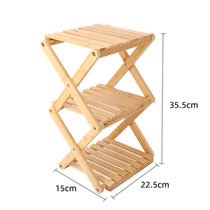 Étagère pliable en bambou naturel à 3 niveaux, économiseur <span class=keywords><strong>d</strong></span>'espace, étagère à chaussures portable, étagère de rangement pour entrée, chambre à coucher - Product Image 2