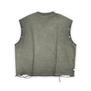 Gilet Senza Maniche Vintage da Uomo Dreaming Lion in Cotone Pesante Lavato Stile Retrò Vestibilità Ampia - Product Image 5