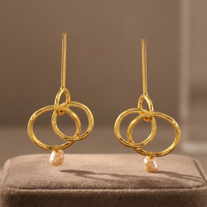 Boucles d'oreilles pendantes personnalisables en laiton plaqué or 18 carats avec perles, légères, faites à la main, mignonnes, tendance, minimalistes, pour femme, usage quotidien, vente en gros - Product Image 3