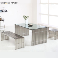 Table d'appoint de patio extérieur Table basse industrielle Pouf chaises jardin chambre tabouret en acier inoxydable pouf banc en métal