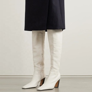 Botas Altas de Cuero Genuino para Mujer, Talla Grande 46, Ajuste Ancho, Tacón Grueso, Cremallera Lateral, Botines Personalizados - Product Image 2