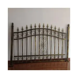 High Quality Wroght Iron Fence Commercial Grade Cast Iron Fence Grill Design Black Material Iron Perimeter Steel Metal Fence