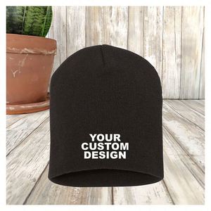 Gorro Personalizado con Logotipo y Texto a Medida, Diseño de Algodón con Visera Plana, Impresión por Transferencia Térmica, Gorro de Invierno a la Moda - Product Image 1